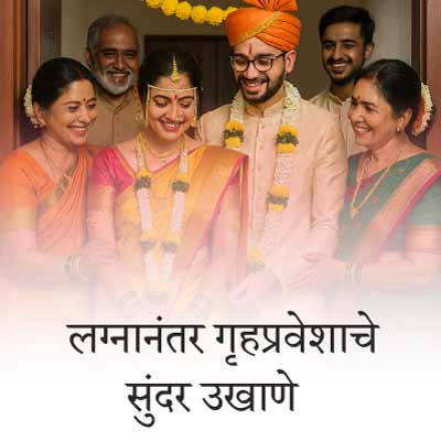 गृहप्रवेश करतानाचे बेस्ट मराठी उखाणे Short Easy Best Marathi Ukhane for Griha / Gruha pravesh (Entering new home post marriage)